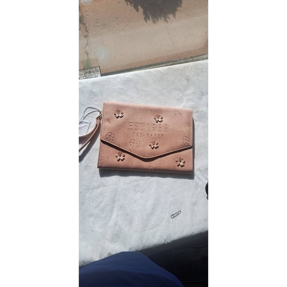 Ted Baker London Blush Pink Floral Embossed Wristlet Clutch Bag Est. 1988